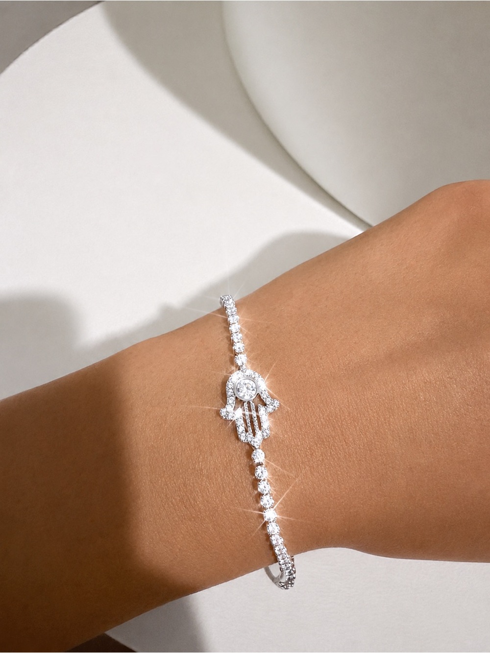 Swarovski Delicate Hamsa Bracelet - White